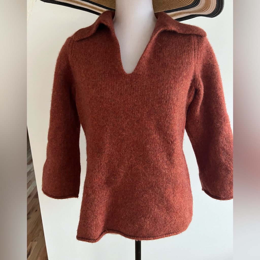 Jillian Jones Woman 1x Lambs Wool/Nylon Pull Over Sweater, Runs Smaller Rust